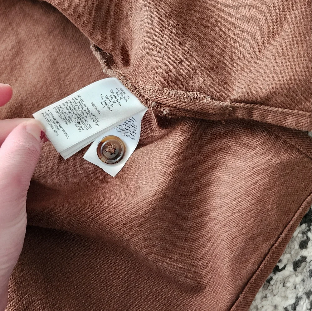 Oversized Shacket Western Boho Granola Womens M Brown 100% Cotton Minimalist